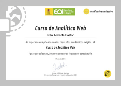 Certificado Curso Analitica Web